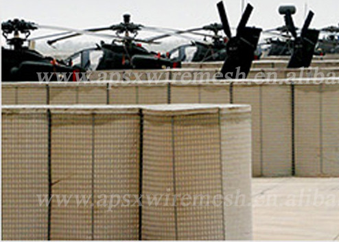 보호를 위한 3 Ｘ 3 방어적 장벽 용접된 개비온 육군 군 헤스코 벽