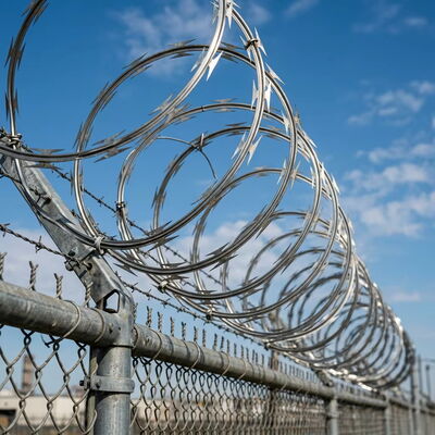 Plate thickness 0.3 millimeter sharp razor barbed wire used in perimeter fencing security and high safety boundary installations