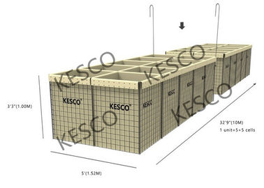 밀 4 방위 Hesco 요새 접을 수 있는 금속 안전 장벽 3&quot; X 3&quot; 메시 구멍
