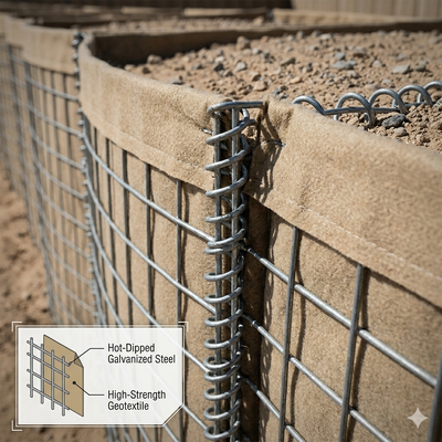 Hot Dipped MIL-10 Secure Perimeter Sand Filled Barriers Defense Bastion
