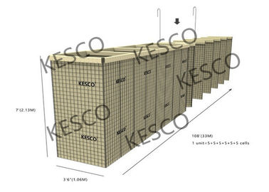 치수와 군 요새화를 위한 밀 12 Hesco 장벽